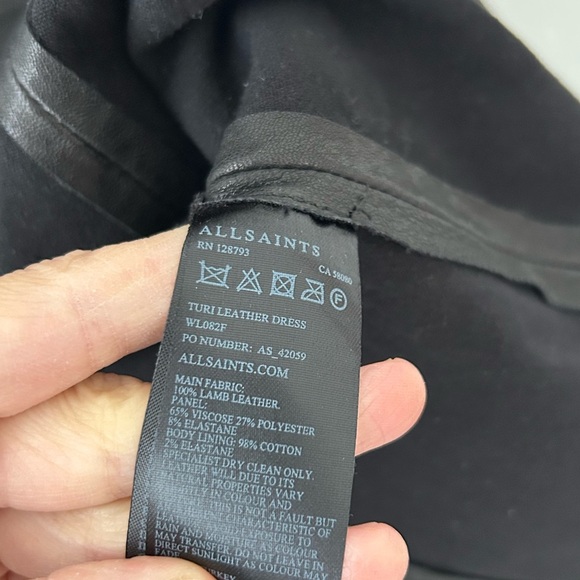 All Saints Turi lamb Leather Dress Black Size - Picture 10 of 15